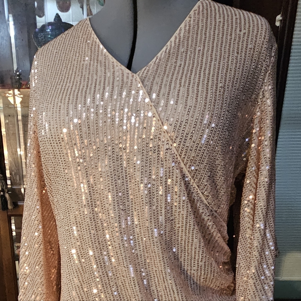 Grace Karin Sequin Tunic in Peach